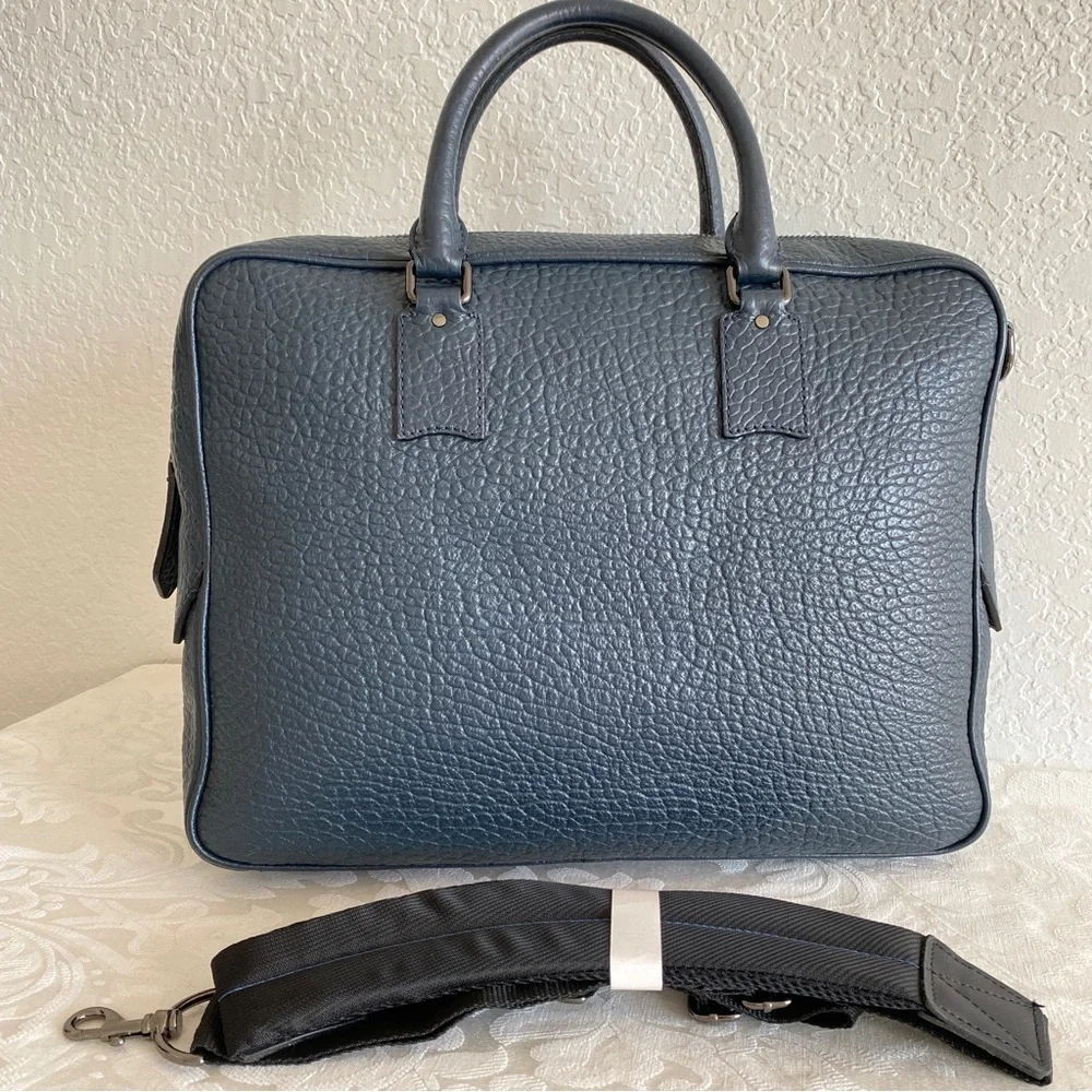 Burberry navy leather laptop bag